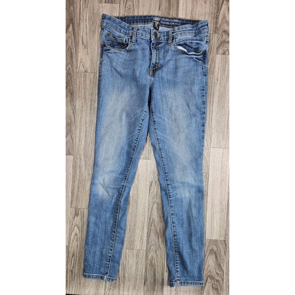 Gap Womens Size 6 / 28 R Whiskered Skimmer Whiskered Denim Blue Jeans Leggings